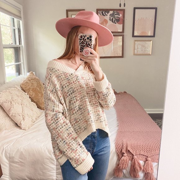 FAVLUX Sweaters - FAVLUX Colorful Sparkle V Neck Sweater